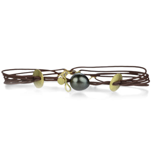 Lene Vibe Rose Cut Diamond Brown Cord Bracelet | Quadrum Gallery