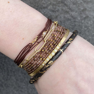 Lene Vibe Rose Cut Diamond Brown Cord Bracelet | Quadrum Gallery