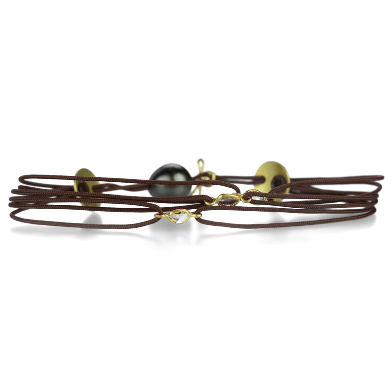 Lene Vibe Rose Cut Diamond Brown Cord Bracelet | Quadrum Gallery