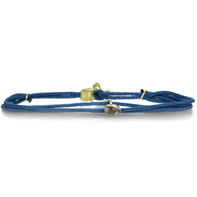 Lene Vibe Blue Nylon Cord Bracelet with Diamond Slice | Quadrum Gallery