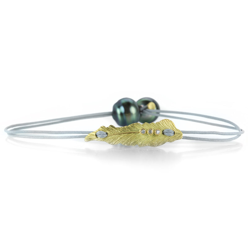 Lene Vibe Feather and Tahitian Pearl Cord Bracelet | Quadrum Gallery