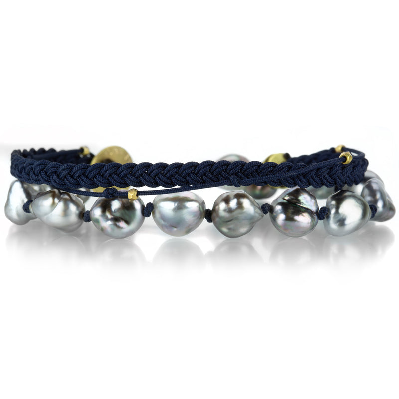 Lene Vibe Navy Braided Bracelet with Keshi Pearls | Quadrum Gallery