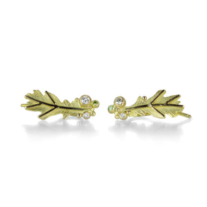 Lene Vibe Leaf Ear Climbers with Diamonds | Quadrum Gallery