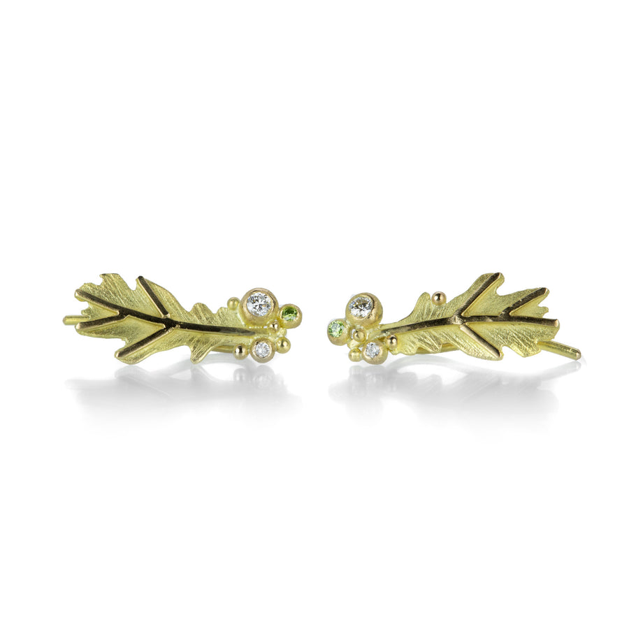 Lene Vibe Leaf Ear Climbers with Diamonds | Quadrum Gallery