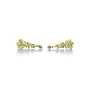 Lene Vibe Triple Flower Earrings with Diamond Drop | Quadrum Gallery