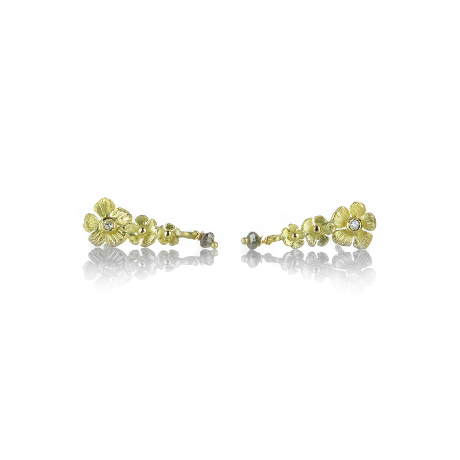 Lene Vibe Triple Flower Earrings with Diamond Drop | Quadrum Gallery