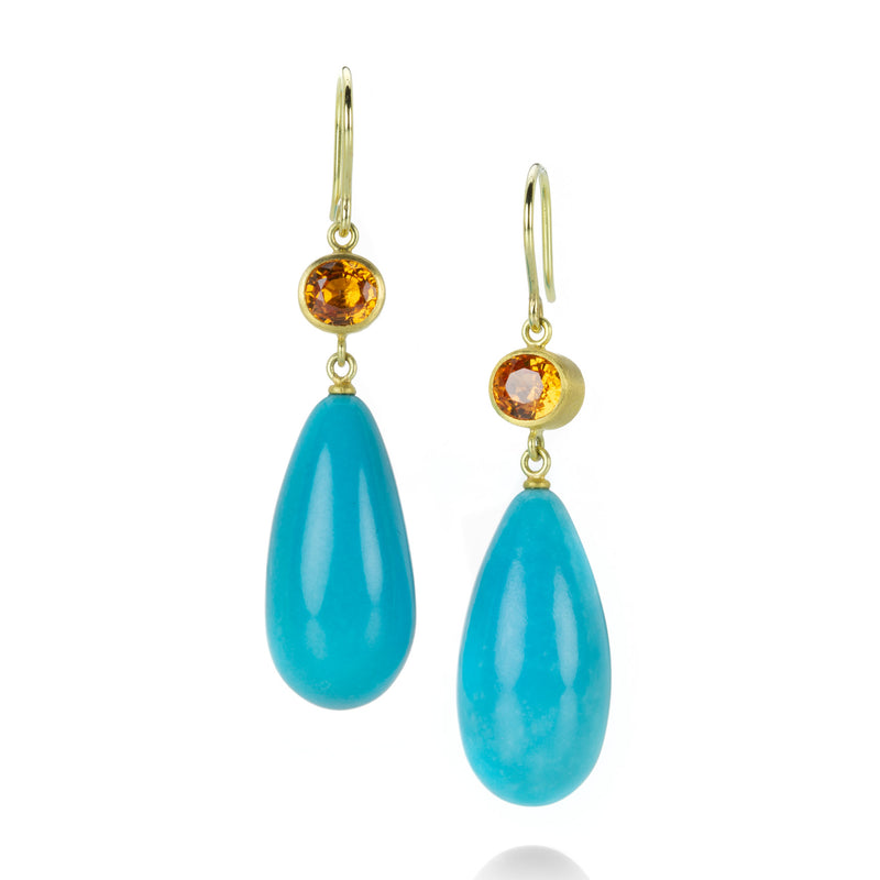 Mallary Marks Orange Sapphire and Turquoise Apple & Eve Earrings | Quadrum Gallery