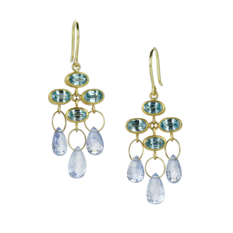Mallary Marks Zircon and Blue Sapphire Trapeze Earrings | Quadrum Gallery