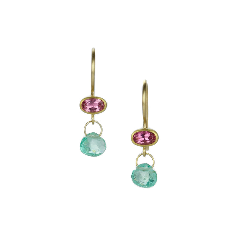 Mallary Marks Pink Tourmaline and Emerald Apple & Eve Earrings | Quadrum Gallery