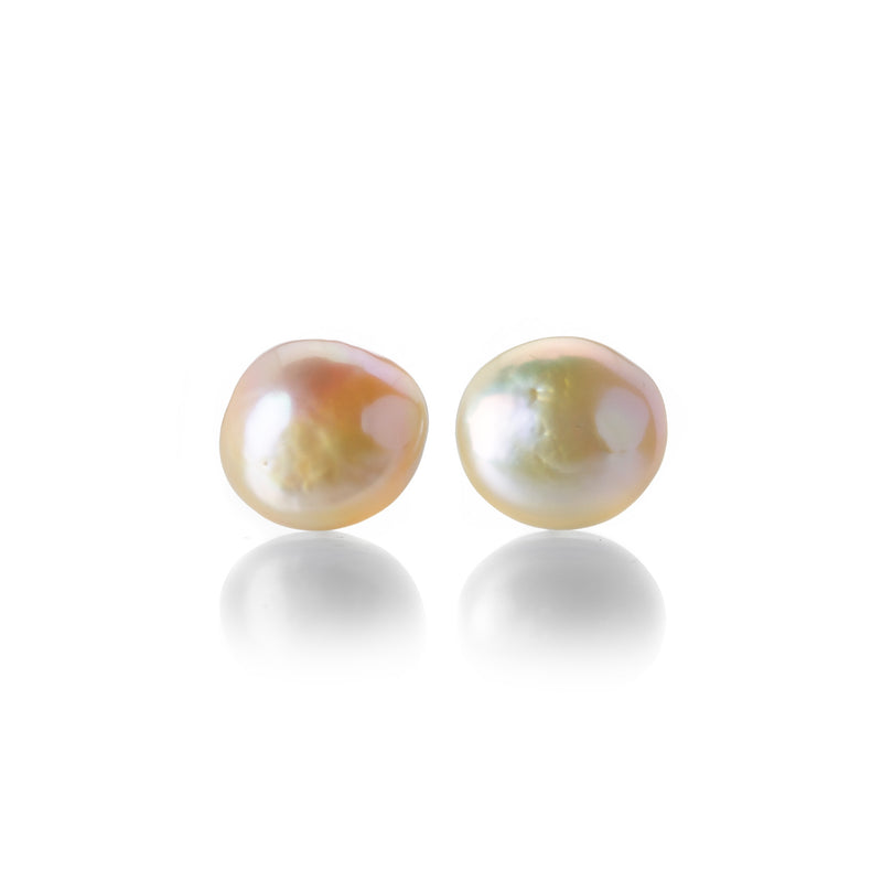 Maria Beaulieu Metallic Soft Apricot Button Stud Earrings | Quadrum Gallery
