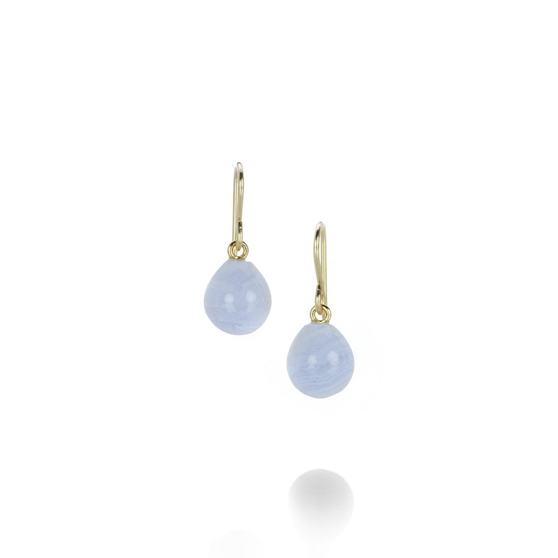 Maria Beaulieu Smooth Blue Lace Agate Teardrop Earrings | Quadrum Gallery