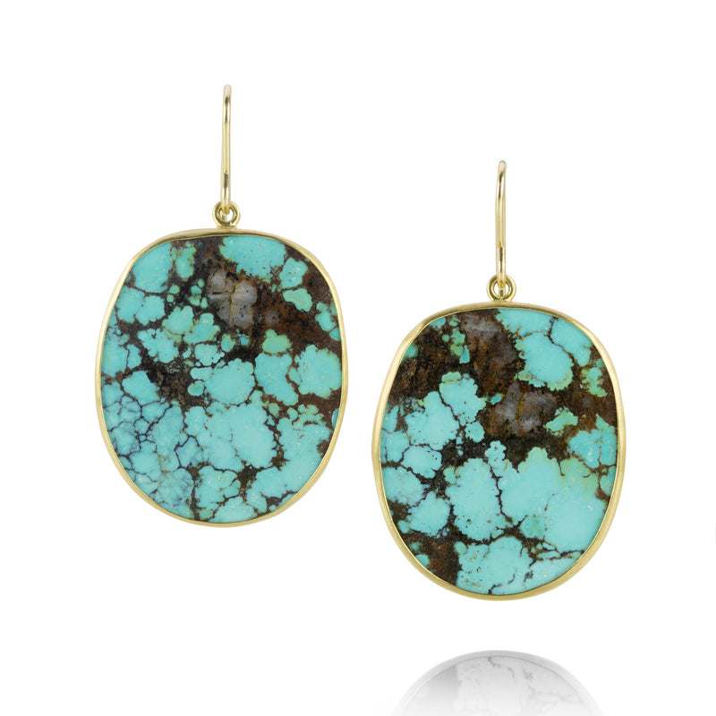 Maria Beaulieu Bezel Set Chinese Turquoise Slab Earrings | Quadrum Gallery