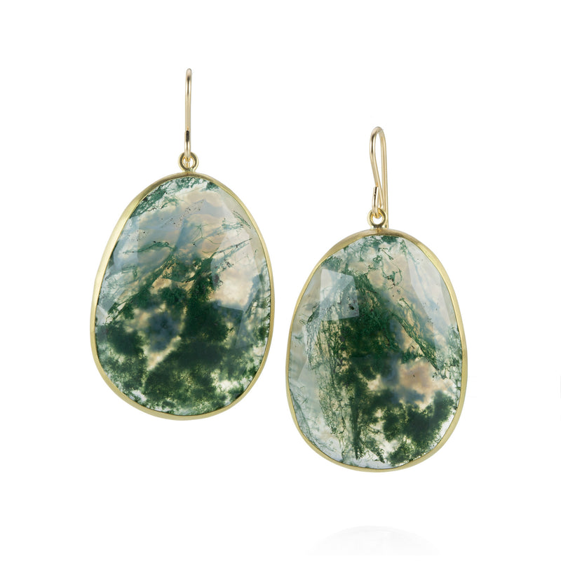 Maria Beaulieu Rose Cut Green Moss Agate Earrings | Quadrum Gallery