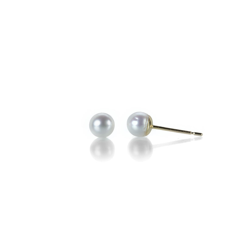Maria Beaulieu 4mm Round White Pearl Studs | Quadrum Gallery