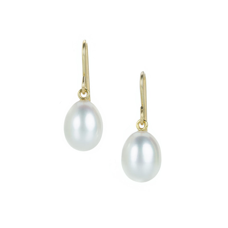 Maria Beaulieu Oval White Freshwater Pearl Drop Earrings | Quadrum Gallery