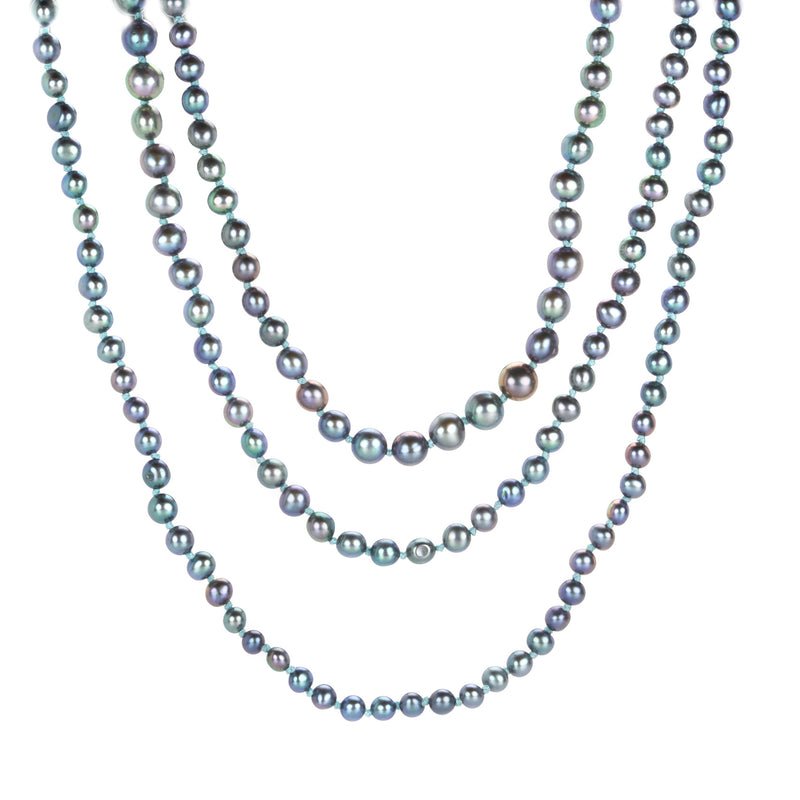 Maria Beaulieu Metallic Blue Black Freshwater Pearl Necklace | Quadrum Gallery