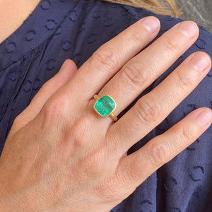 Maria Beaulieu Cushion Cut Emerald Ring | Quadrum Gallery