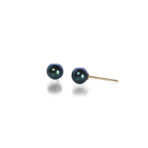 Maria Beaulieu 5mm Blue Black Pearl Stud Earrings | Quadrum Gallery