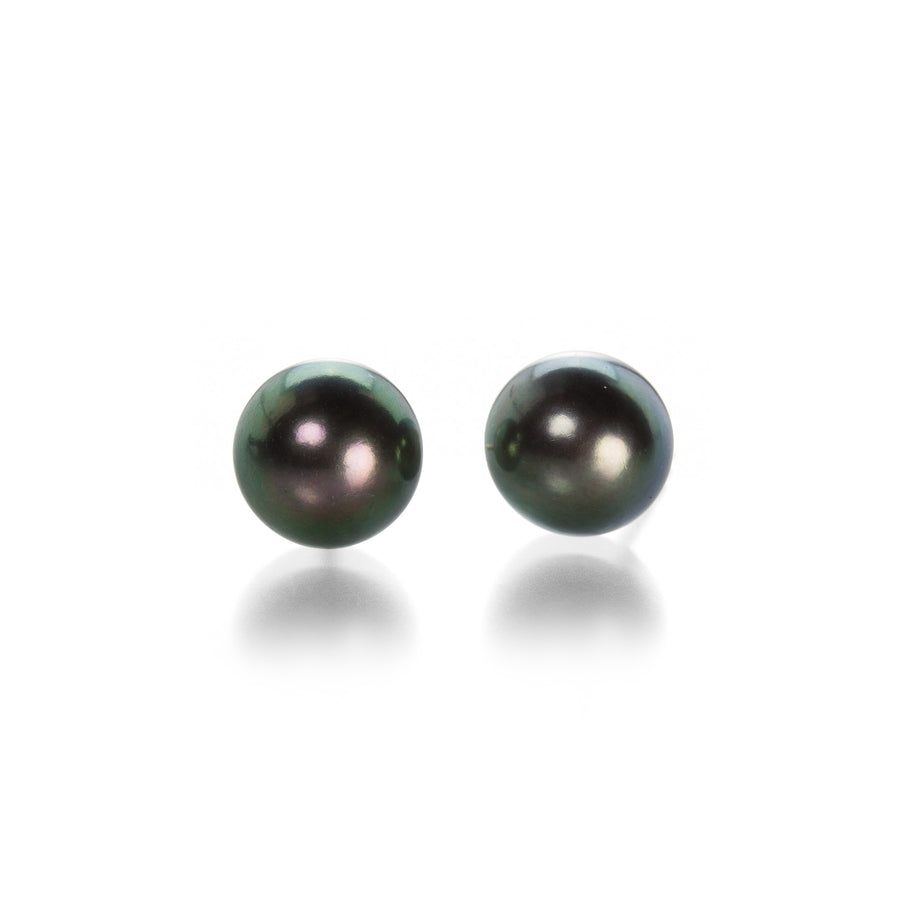 Maria Beaulieu 9mm Black Button Pearl Stud Earrings | Quadrum Gallery