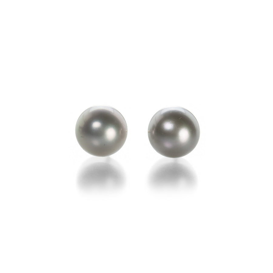 Maria Beaulieu 9mm Soft Gray Button Pearl Stud Earrings | Quadrum Gallery