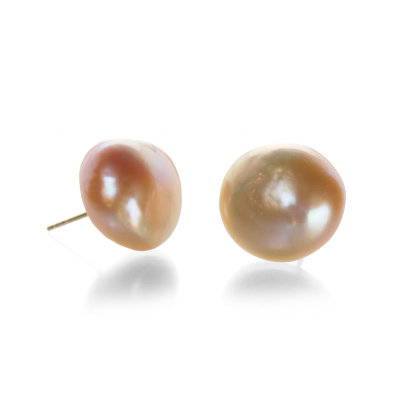 Maria Beaulieu Baroque Peach Pearl Stud Earrings | Quadrum Gallery