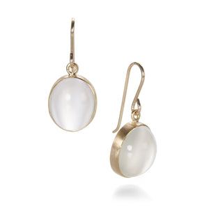 Maria Beaulieu White Moonstone Cabochon Earrings | Quadrum Gallery