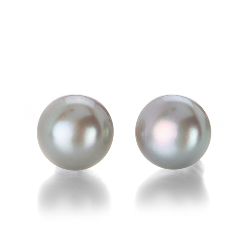 Maria Beaulieu Soft Gray Pearl Button Stud Earrings | Quadrum Gallery