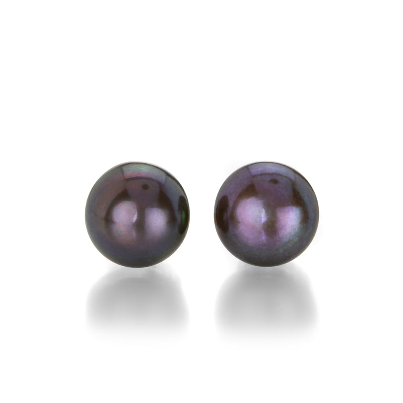 Maria Beaulieu Black Pearl Button Stud Earrings | Quadrum Gallery