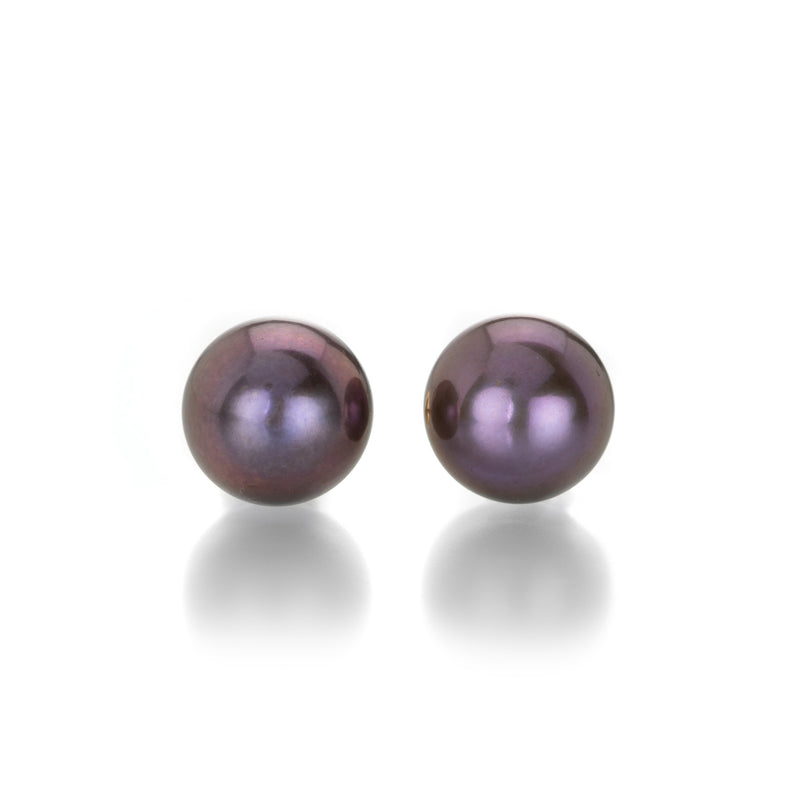 Maria Beaulieu Black Freshwater Pearl Button Stud Earrings | Quadrum Gallery