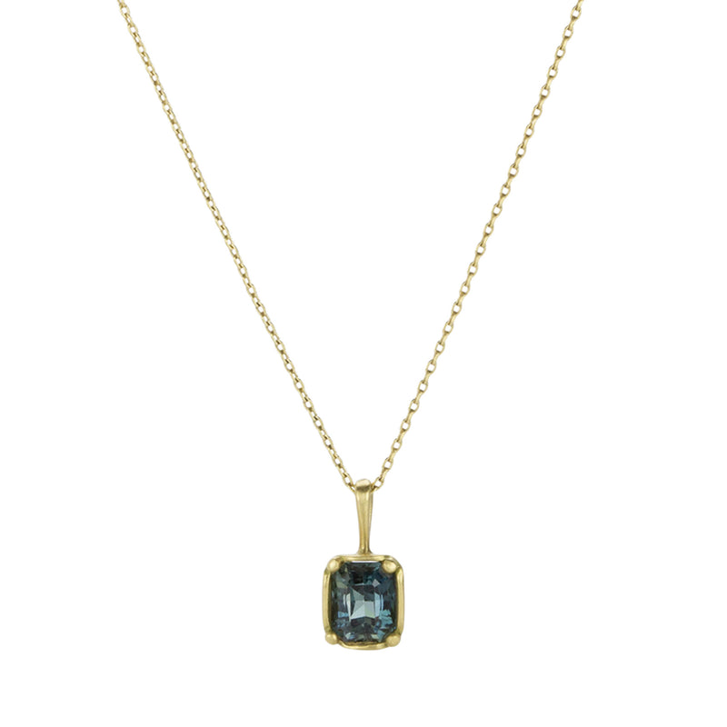 Marian Maurer Rectangular Blue Green Sapphire Pendant Necklace | Quadrum Gallery