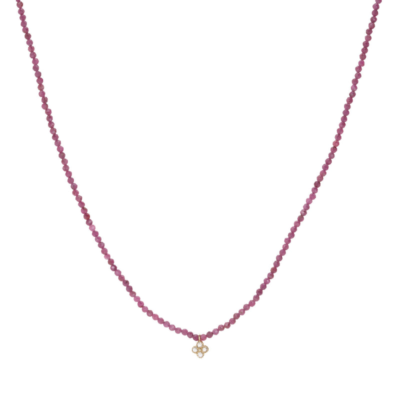 Margaret Solow Ruby Necklace with Diamond Clover Charm | Quadrum Gallery