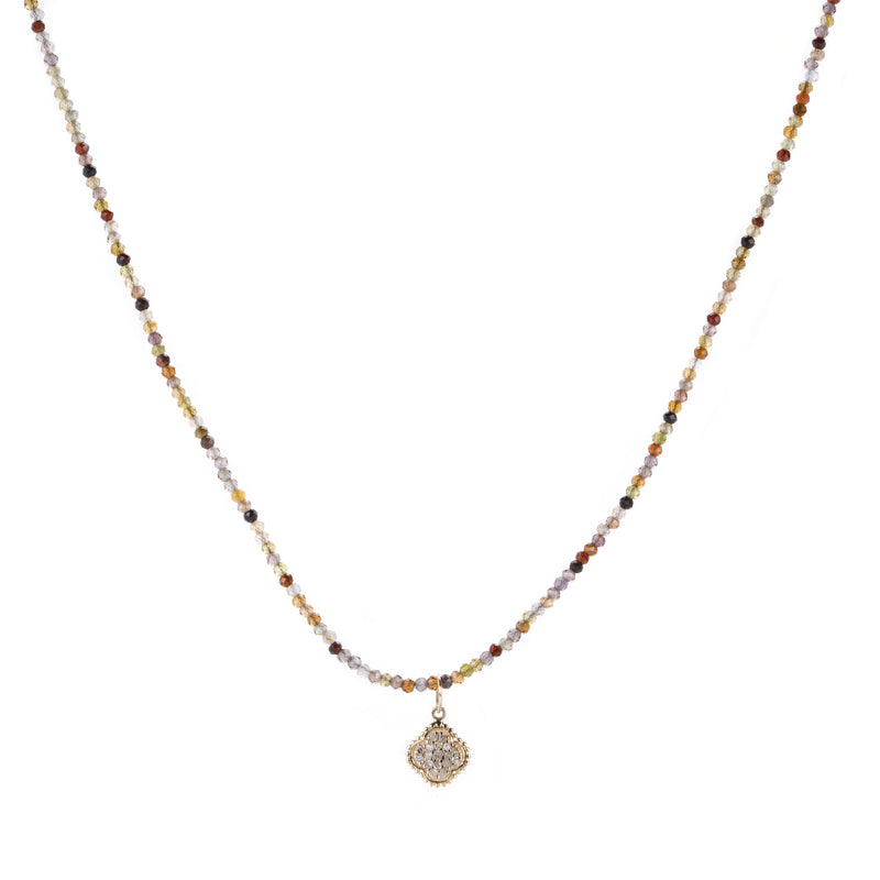 Margaret Solow Red Sapphire Beaded Necklace with Diamond Pendant | Quadrum Gallery