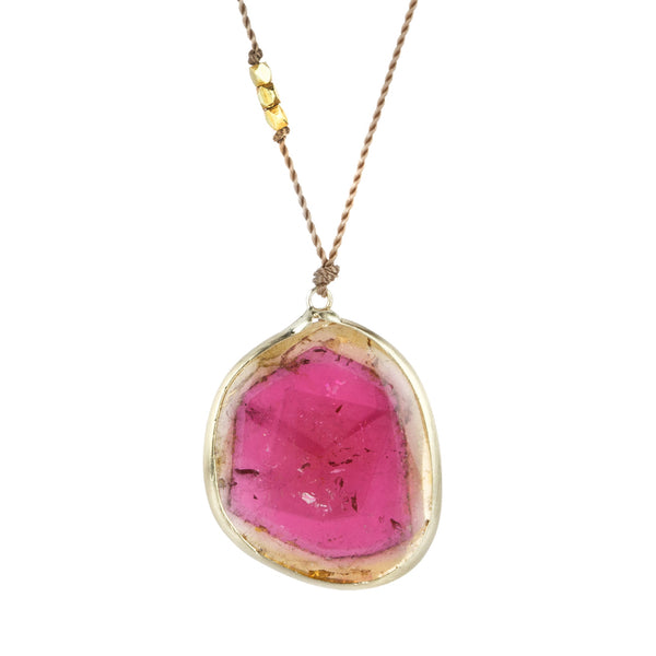 Margaret Solow Watermelon Tourmaline Slice Pendant Necklace | Quadrum ...