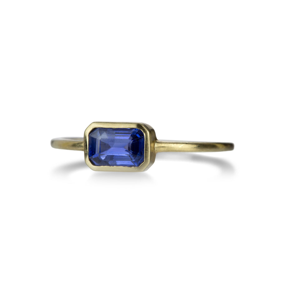 Margaret Solow Dark Blue Sapphire Emerald Cut  Ring | Quadrum Gallery