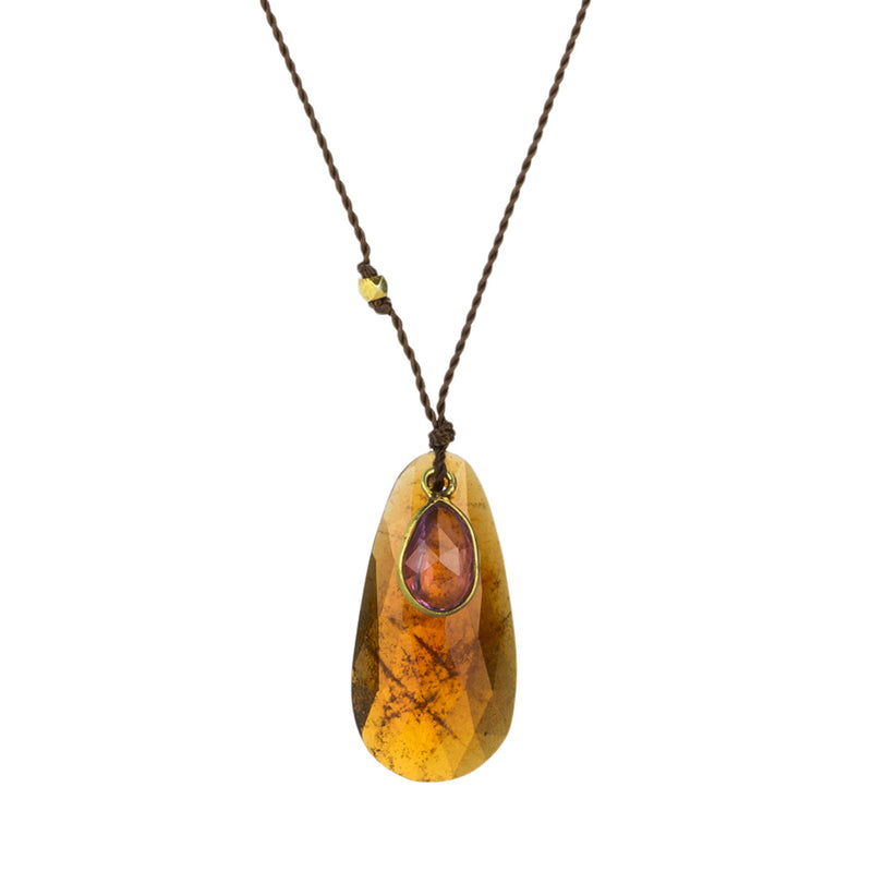 Margaret Solow Spessartite Garnet and Sapphire Pendant Necklace | Quadrum Gallery