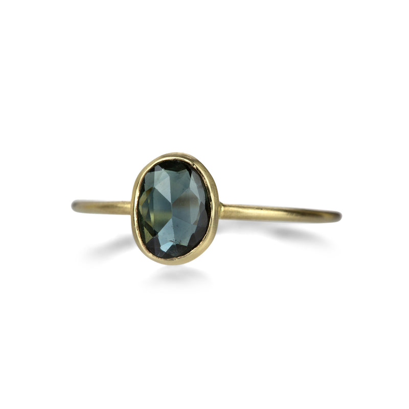 Margaret Solow Faceted Gray Green Sapphire Ring | Quadrum Gallery