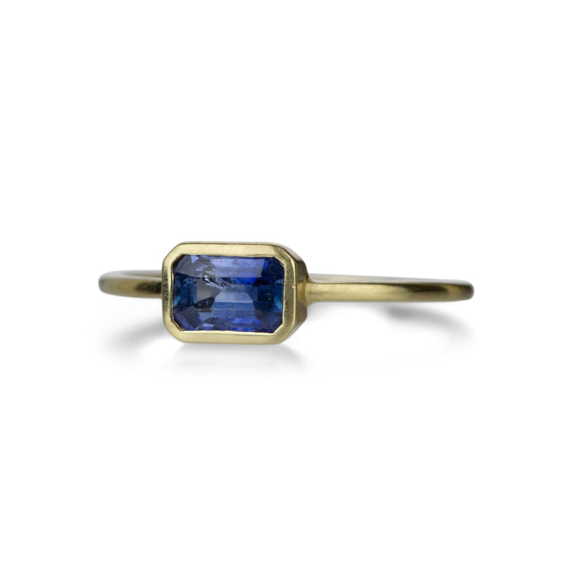 Margaret Solow 14k Emerald Cut Blue Sapphire Ring | Quadrum Gallery