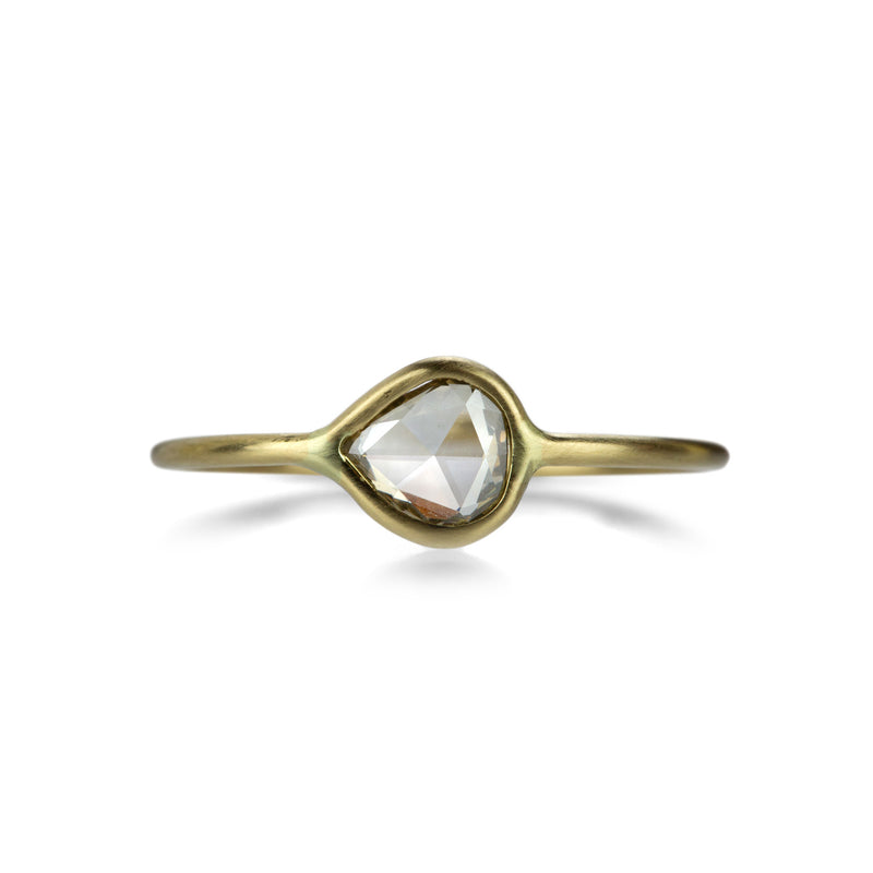 Margaret Solow 18k Teardrop Rose Cut White Diamond Ring | Quadrum Gallery