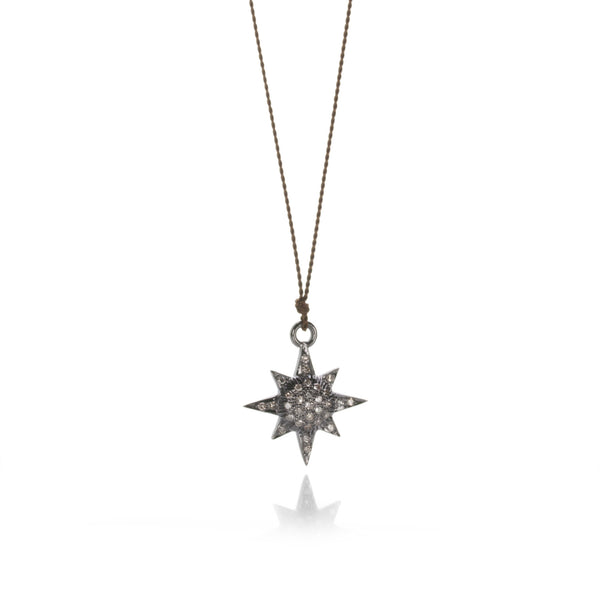 Margaret Solow Pave Diamond Sunburst Charm Necklace | Quadrum Gallery