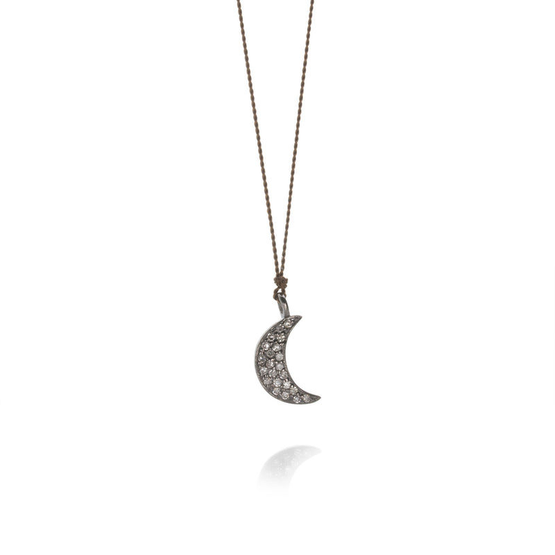 Margaret Solow Pave Diamond Medium Moon Necklace | Quadrum Gallery
