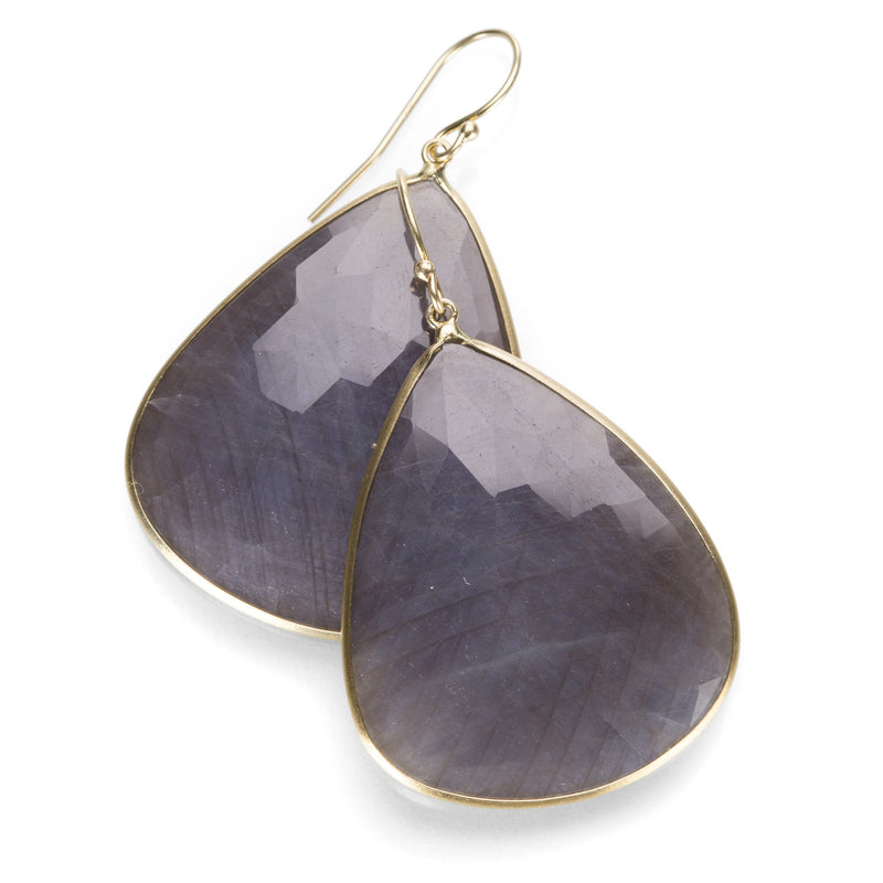 Margaret Solow Teardrop Blue Gray Sapphire Earrings | Quadrum Gallery