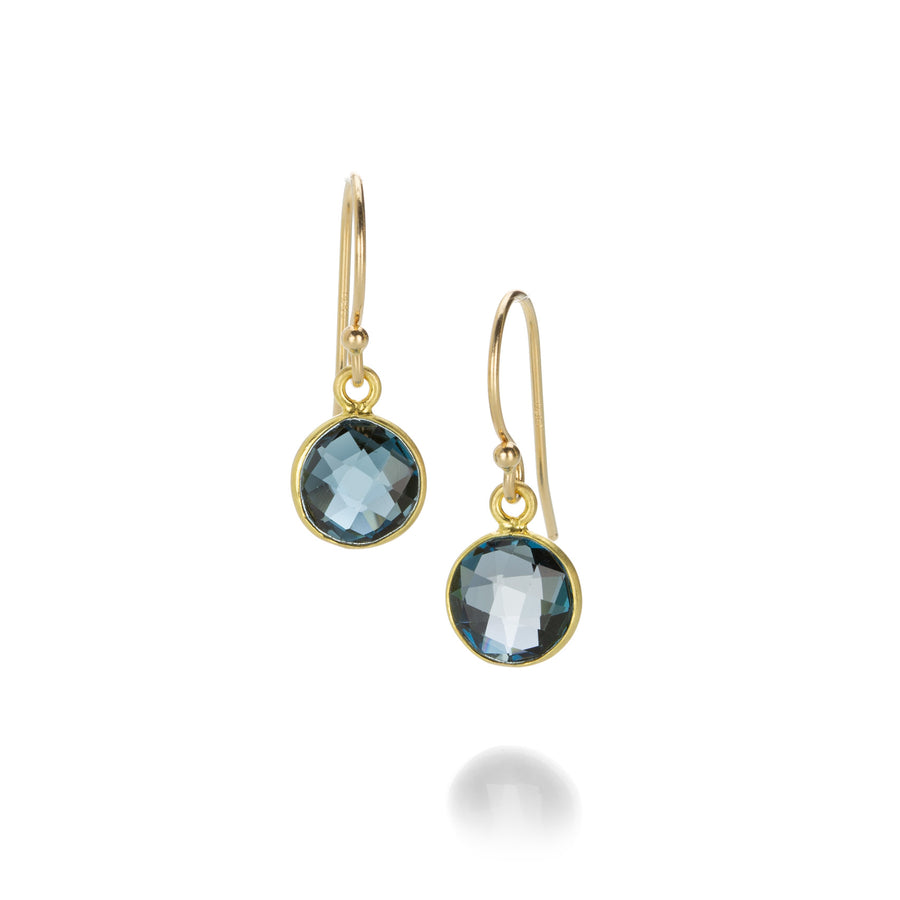 Margaret Solow Round London Blue Topaz Drop Earrings | Quadrum Gallery