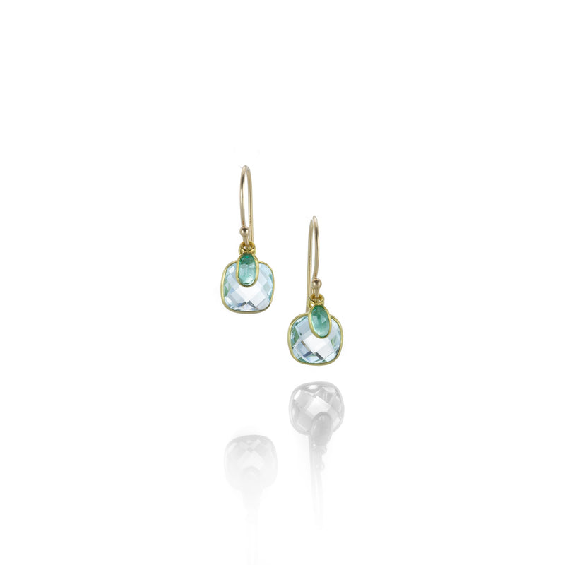Margaret Solow Blue Topaz and Emerald Earrings | Quadrum Gallery