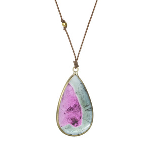 Margaret Solow Watermelon Tourmaline Cabochon Pendant Necklace | Quadrum Gallery