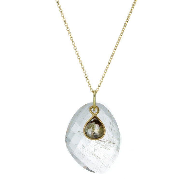 Margaret Solow Rutilated Quartz and Diamond Pendant Necklace | Quadrum Gallery