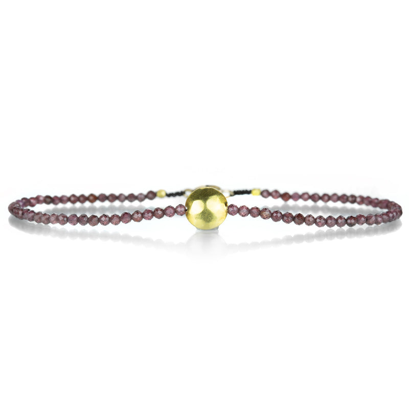 Margaret Solow Garnet Beaded Bracelet Hammered Disc Bead | Quadrum Gallery