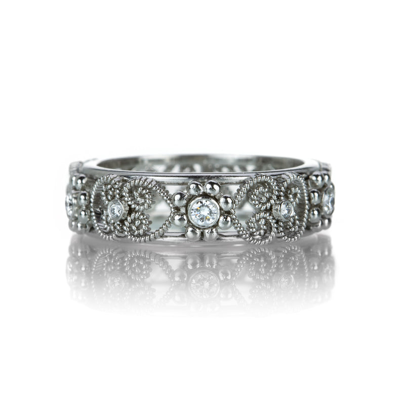 Nathan Levy Platinum and Diamond Open Scroll Band | Quadrum Gallery