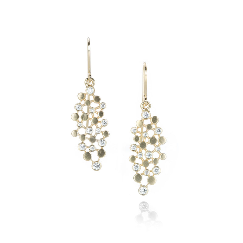 Nicole Landaw Diamond Dotted Leaf Drop Earrings | Quadrum Gallery