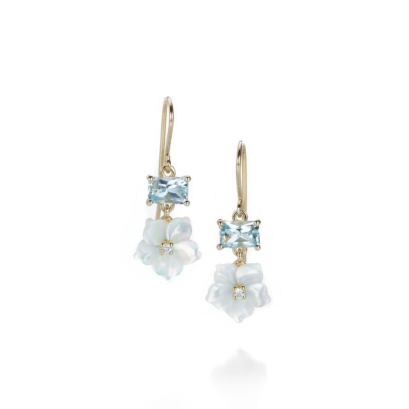 Nicole Landaw Aquamarine and Mother of Pearl Flower Earrings | Quadrum Gallery