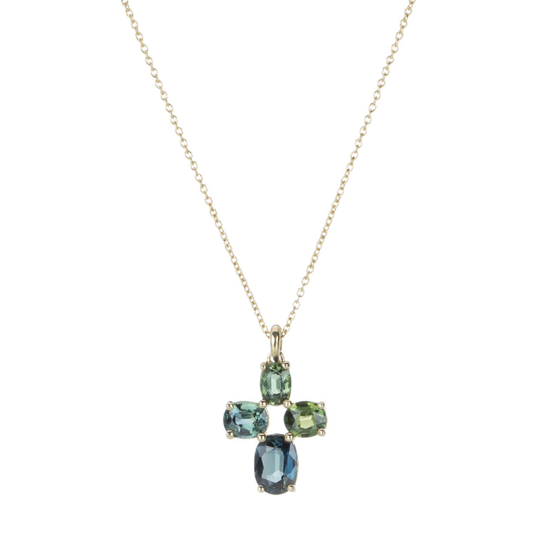 Nicole Landaw Mini Montana Sapphire Cross Pendant Necklace | Quadrum Gallery